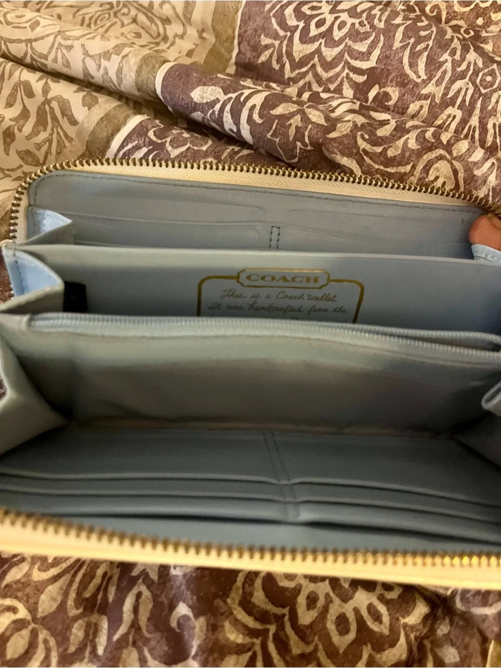 Coach Signature 'C' Wallet in Blue and Tan
